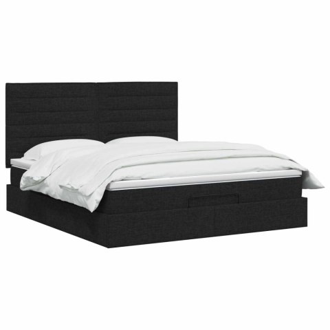 Łóżko ottoman z materacem Czarny 140 x 200 cm tkanina