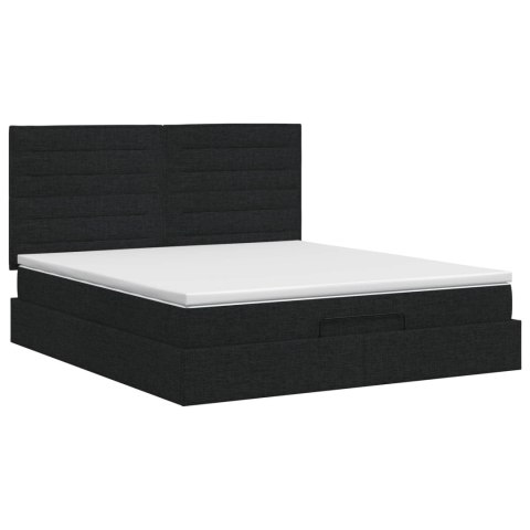 Łóżko ottoman z materacem Czarny 140 x 200 cm tkanina