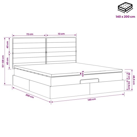 Łóżko ottoman z materacem Czarny 140 x 200 cm tkanina