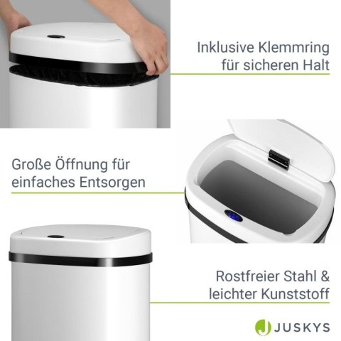 Automatyczny, bezdotykowy kosz na śmieci 50 l - biały