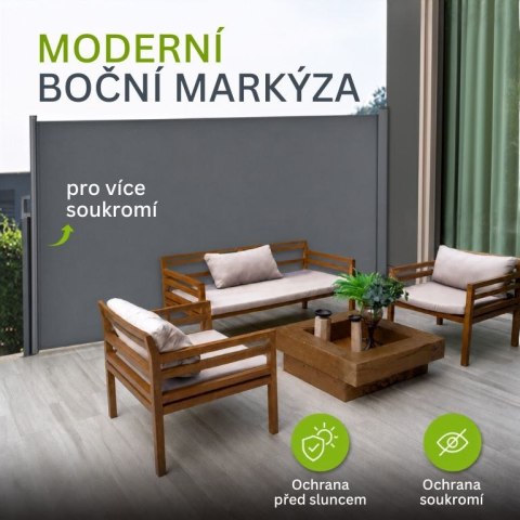 Boczna markiza tarasowa wysuwana 180x500 cm ciemnoszara