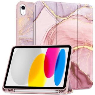 Etui z podstawką na iPad 10.9'' 2022 SC Pen - różowy marmur