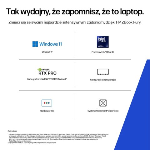 HP ZBook Fury G1i 18 Ultra 7 265HX vPro 18.0"WQXGA IPS 500nits 165Hz AG 32GB DDR5 5600 SSD1TB RTX Pro 2000_8GB Cam IR 5 Mpx AI 9