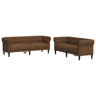 Sofa do salonu 2 szt. Brązowy tkanina