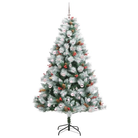 Sztuczna choinka Zielono-biały 240 cm PVC, Metal i Plastik