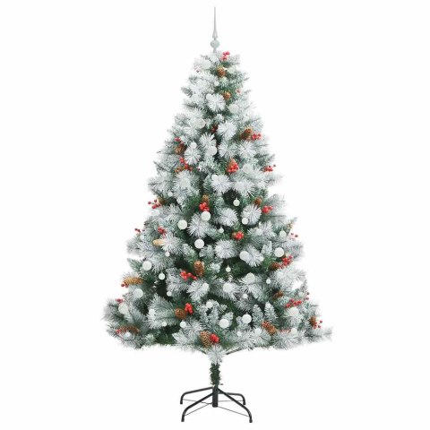 Sztuczna choinka Zielono-biały 240 cm PVC, Metal i Plastik