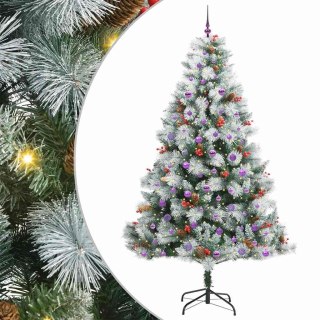 Sztuczna choinka Zielono-biały 240 cm PVC, Metal i Plastik
