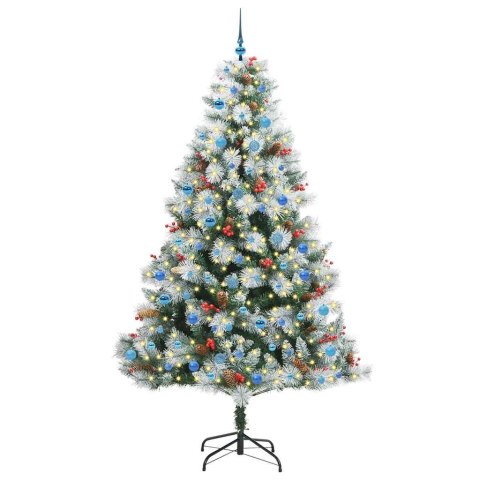 Sztuczna choinka Zielono-biały 240 cm PVC, Metal i Plastik