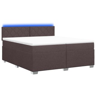 Łóżko Box Spring z materacem i LED Ciemny brąz 200 x 200 cm