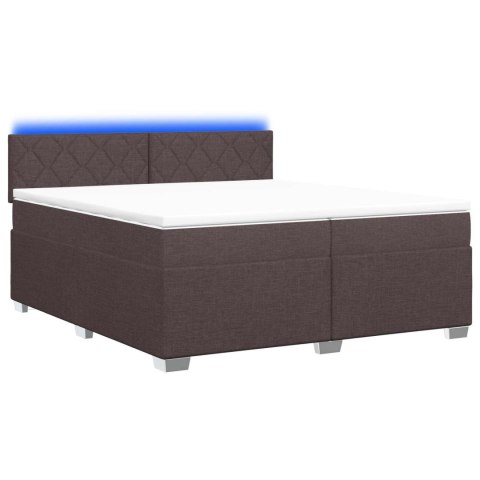 Łóżko Box Spring z materacem i LED Ciemny brąz 200 x 200 cm