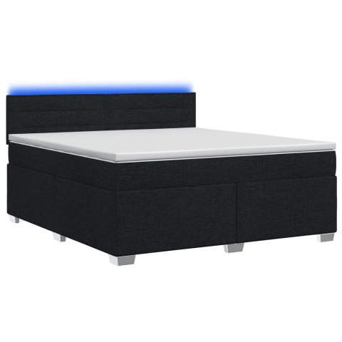 Łóżko Box Spring z materacem i LED Czarny 180 x 200 cm tkanina