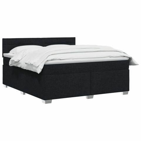 Łóżko Box Spring z materacem i LED Czarny 180 x 200 cm tkanina