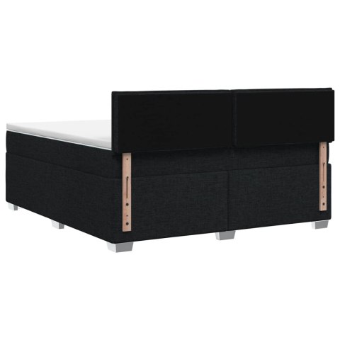 Łóżko Box Spring z materacem i LED Czarny 180 x 200 cm tkanina