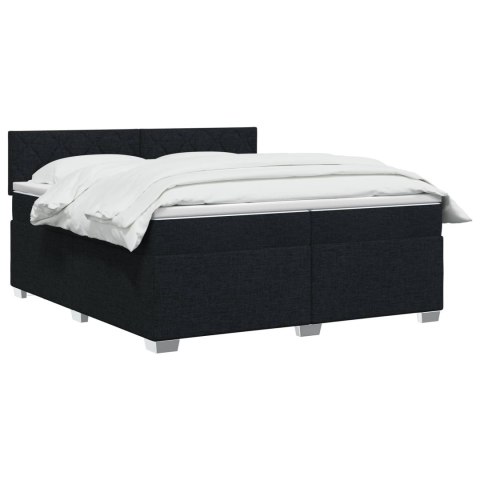 Łóżko Box Spring z materacem i LED Czarny 200 x 200 cm tkanina