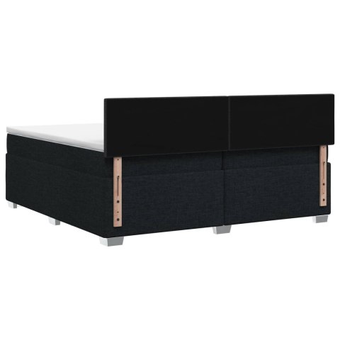 Łóżko Box Spring z materacem i LED Czarny 200 x 200 cm tkanina