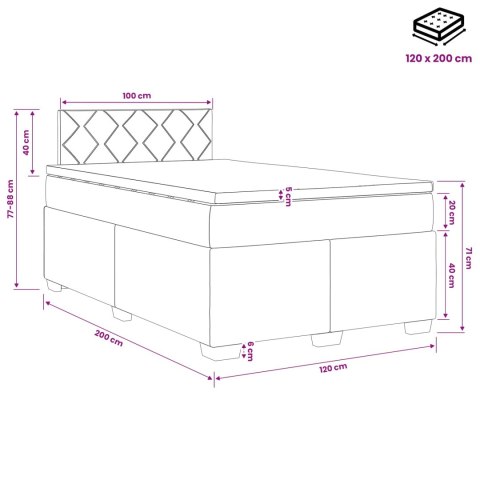 Łóżko Box Spring z materacem i LED ciemnoszary 120 x 200 cm