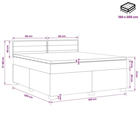 Łóżko Box Spring z materacem i LED ciemnoszary 160 x 200 cm