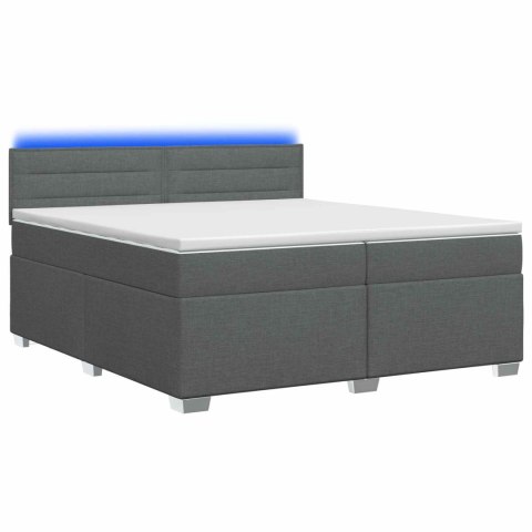 Łóżko Box Spring z materacem i LED ciemnoszary 200 x 200 cm
