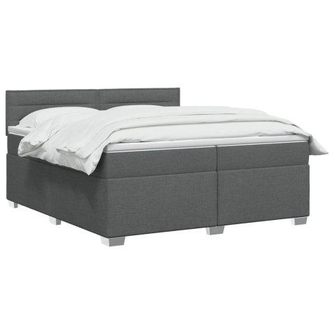 Łóżko Box Spring z materacem i LED ciemnoszary 200 x 200 cm