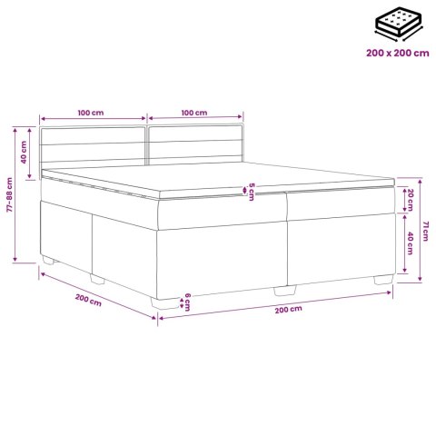 Łóżko Box Spring z materacem i LED jasnoszary 200 x 200 cm