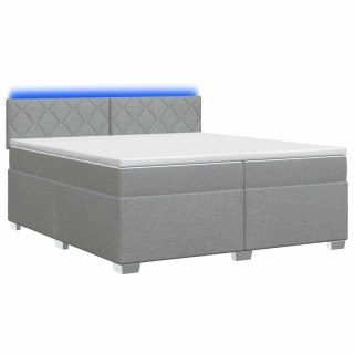 Łóżko Box Spring z materacem i LED jasnoszary 200 x 200 cm