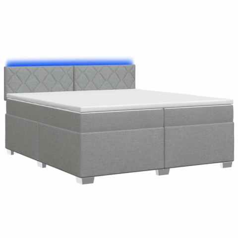 Łóżko Box Spring z materacem i LED jasnoszary 200 x 200 cm