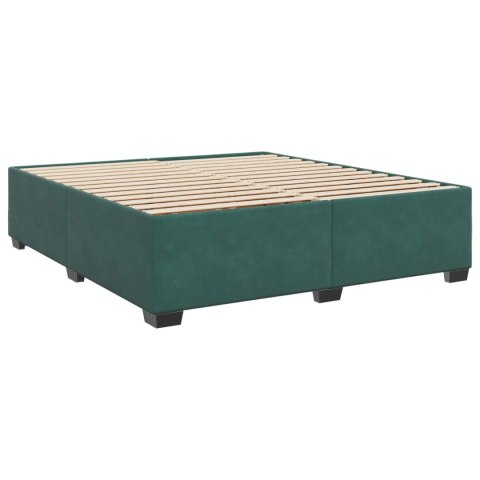 Łóżko Box Spring z materacem i LED Ciemnozielony 200 x 200 cm