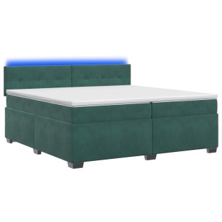 Łóżko Box Spring z materacem i LED Ciemnozielony 200 x 200 cm