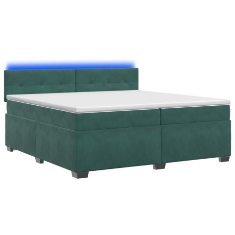 Łóżko Box Spring z materacem i LED Ciemnozielony 200 x 200 cm