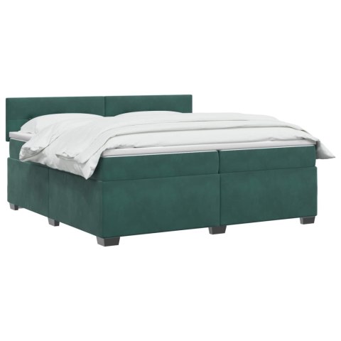 Łóżko Box Spring z materacem i LED Ciemnozielony 200 x 200 cm