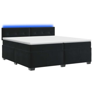 Łóżko Box Spring z materacem i LED Czarny 200 x 200 cm Welur