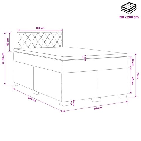 Łóżko Box Spring z materacem i LED ciemnoszary 120 x 200 cm