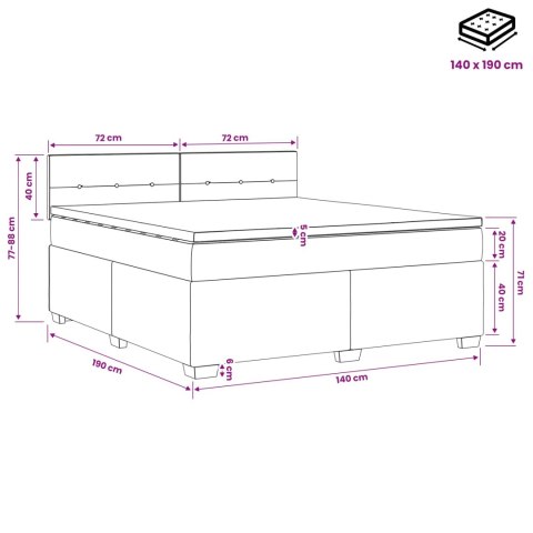 Łóżko Box Spring z materacem i LED ciemnoszary 140 x 190 cm