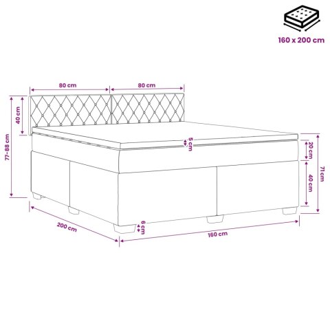 Łóżko Box Spring z materacem i LED ciemnoszary 160 x 200 cm