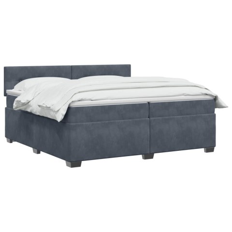 Łóżko Box Spring z materacem i LED ciemnoszary 200 x 200 cm