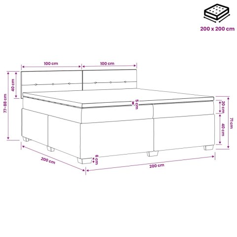 Łóżko Box Spring z materacem i LED ciemnoszary 200 x 200 cm