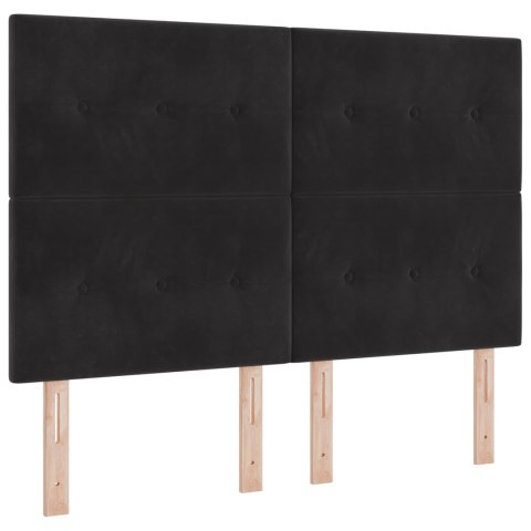 Łóżko z pojemnikiem i materacem LED Czarny 140 x 190 cm Welur