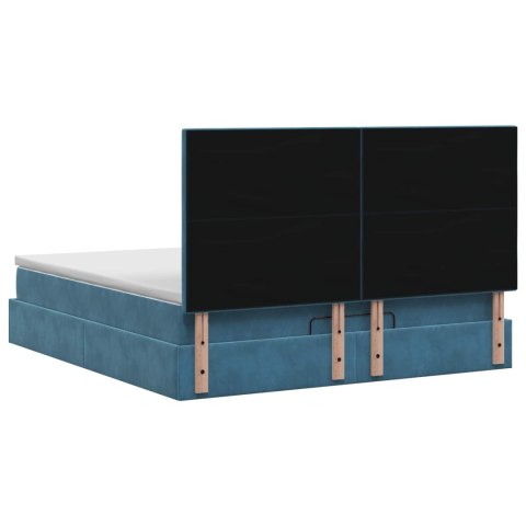 Łóżko z pojemnikiem i materacem LED granatowy 140 x 200 cm