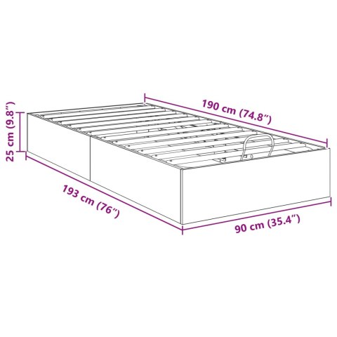 Łóżko otomanowe Czarny Dąb 193 x 90 x 25 cm Drewno inżynieryjne