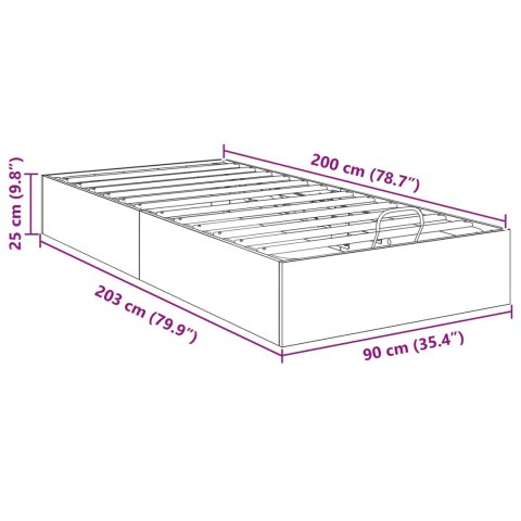 Łóżko otomanowe Czarny Dąb 203 x 90 x 25 cm Drewno inżynieryjne