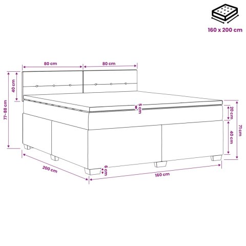 Łóżko Box Spring z materacem i LED ciemnoszary 160 x 200 cm