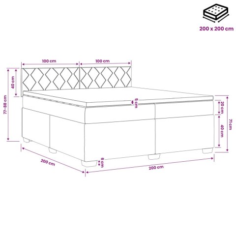 Łóżko Box Spring z materacem i LED jasnoszary 200 x 200 cm