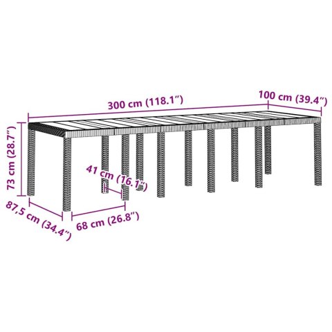 Stół Ogrodowy Jasnoszary 300 x 100 x 73 cm polirattan