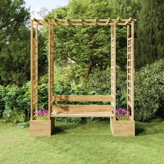 VidaXL Pergola z ławką i donicami, impregnowane drewno sosnowe