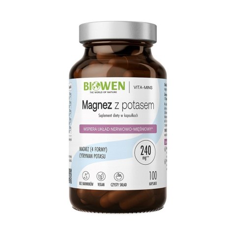 BIOWEN Magnez 4X z Potasem - 100kaps.