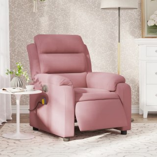 Rozkładany fotel masujący, elektryczny, różowy, aksamit