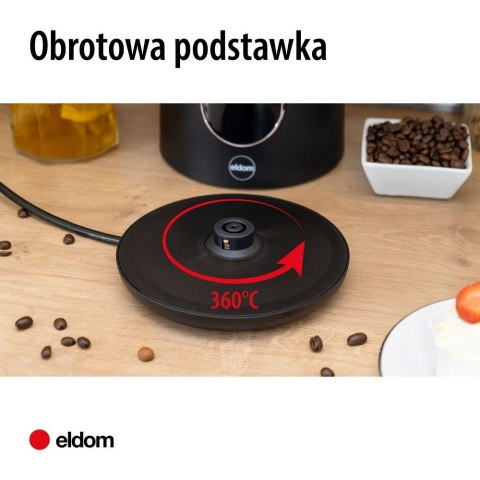 ELDOM CZAJNIK BEZPRZEWODOWY Z REGULACJĄ TEM. C550 CZARNY 5 ZAPISANYCH PROGRAMÓW: 40, 70, 80, 90, 100°C (TWORZYWO + STAL SZLAC