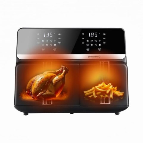 ELDOM FRYTOWNICA BEZTŁUSZCZOWA FR200 9 L,2200W, DWIE NIEZALEŻNE SZUFLADY,8 PROGRAMÓW, WYŚWIETLACZ LED, TEMP. 80°C-200°C