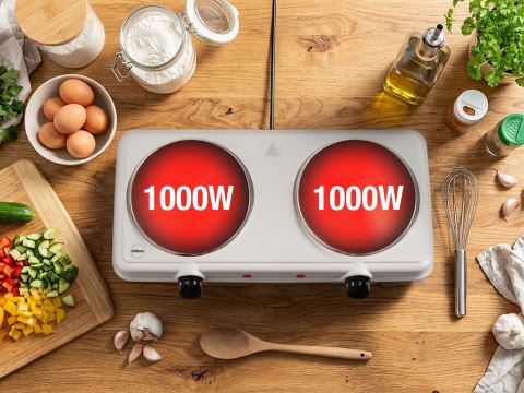 ELDOM KUCHENKA ELEKTRYCZNA DWUPŁYTOWA PG23 DOPPO 2000W SREBRNA