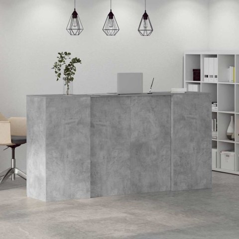 Biurko recepcyjne betonowe szare 200x50x103,5 cm drewno klejone